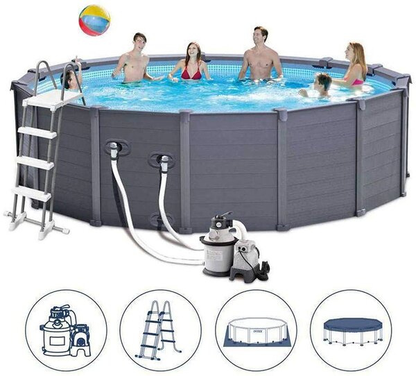 INTEX Graphite Gray Panel Pools Set Bazén 478 x124 cm 26384GS FAVI sk