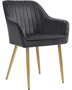 Jedálenská stolička čalúnená, 62,5 x 85 x 60 cm, šedá, zlatá | SONGMICS