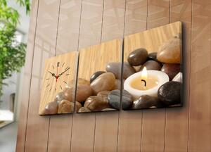 Wallity 3 dielne dekoratívne nástenné hodiny Lora hnedé