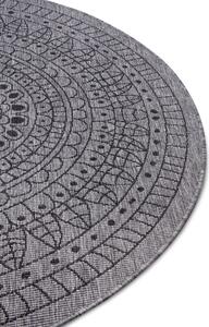 NORTHRUGS - Hanse Home koberce Kusový koberec Twin-Wendeteppiche 105476 Night Silver kruh – na von aj na doma - 100x100 (priemer) kruh cm