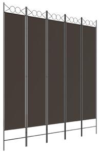 5-panelový paraván hnedý 200x220 cm látkový