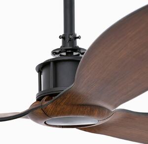 Stropný ventilátor Just Fan M, Ø 128 cm, čierny/tmavé drevo, Čierna, Obývacia izba / jedáleň, kov
