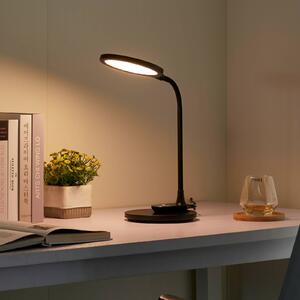Stolná LED lampa Lindby Valtaria, čierna, stmievateľná, Čierna, Pracovňa / Kancelária, Plast, Moderný, Stolová lampa