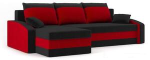 Rozkladacia rohová sedacia súprava HEWLET MODEL 2 Čierna/červená Pravá