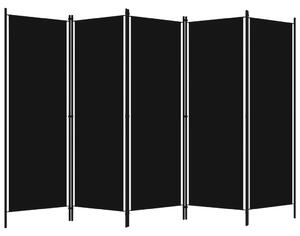 5-panelový paraván čierny 250x180 cm