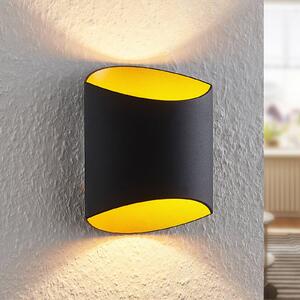 Arcchio Vilja nástenná lampa, čierna, zlatá oválna, Čierna, Chodba, Hliník, Moderný, Nástenné svietidlo