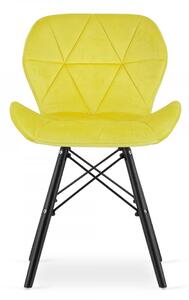 SUPPLIES LAGO Jedálenská velúrová stolička - žltá/čierny nohy