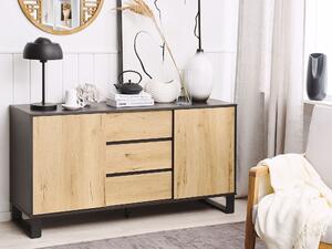 Komoda svetlé drevo / čierna zásuvky skrinky úložné priestory spálňa obývačka škandinávsky štýl