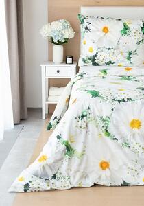 Matějovský Posteľné návliečky digitál White Flowers, tmavozelený odtieň Bavlna de luxe digital 1x70x90,1x140x200 cm