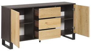 Komoda svetlé drevo / čierna zásuvky skrinky úložné priestory spálňa obývačka škandinávsky štýl