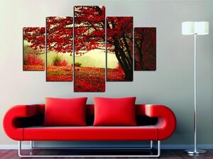 Hanah Home Viacdielny obraz Červená jeseň 92 x 56 cm