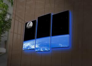 Hanah Home Viacdielny obraz s led svetlom Zeme 66x45 cm