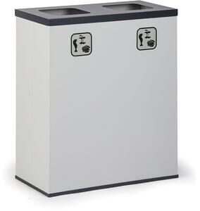 Kôš na triedený odpad 2x 70 L, úchyt na vrece, sivý/čierny