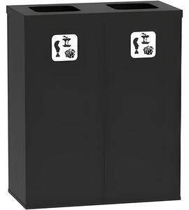 Kôš na triedený odpad 2x 70 L, úchyt na vrece, čierny/čierny