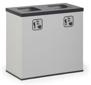 Kôš na triedený odpad 2x 50 L, úchyt na vrece, sivý/čierny