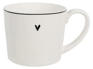 Biely hrnček so srdiečkom s nápisom Love - Lovely Day -12*8*7 cm / 275 ml - Clayre & Eef