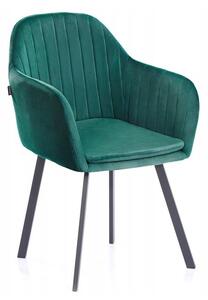 HOMEDE TRENTO jedálenská zamatová stolička - zelená farba