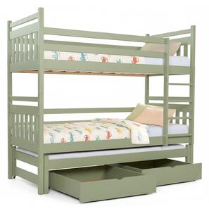 Wilsondo Poschodová posteľ s prístelkou Petra 5 80x180 - olivová