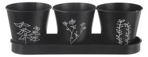 Kovové kvetináče na bylinky v súprave 3 ks ø 11 cm Black – Orion