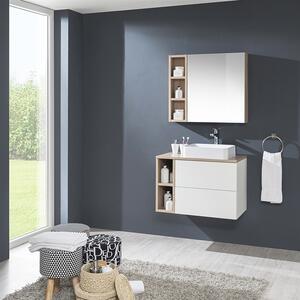 Mereo, Aira, kúpeľňová skrinka 61 cm, biela, dub, šedá, MER-CN750S