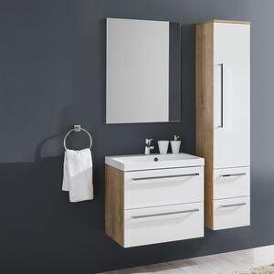 Mereo Bino, kúpeľňová skrinka s umývadlom z liateho mramoru 81 cm, biela, dub Bino, kúpeľňová skrinka s umývadlom z liateho mramoru 81 cm, biela Vari…