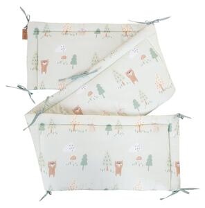 Svetlozelený bavlnený mantinel do postieľky 170 cm Woodland Buddies – Roba