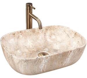 Rea Belinda Savana, umývadlo na dosku 460x330x135 mm, imitácia kameňa, REA-U3323