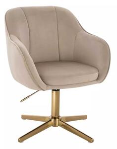 LuxuryForm DESIGN Stolička AVOLA VELUR na zlatom kríži - latte