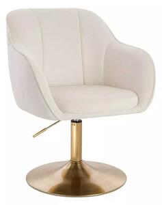 LuxuryForm DESIGN Stolička AVOLA VELUR na zlatom tanieri - biela