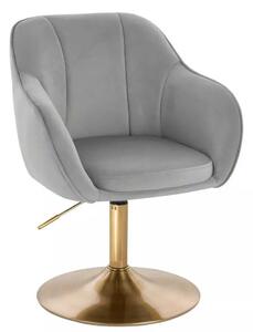 LuxuryForm DESIGN Stolička AVOLA VELUR na zlatom tanieri - svetlo šedá