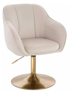 LuxuryForm DESIGN Stolička AVOLA VELUR na zlatom tanieri - krémová