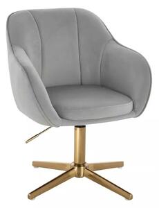 LuxuryForm DESIGN Stolička AVOLA VELUR na zlatom kríži - svetlo šedá