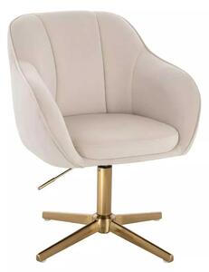 LuxuryForm DESIGN Stolička AVOLA VELUR na zlatom kríži - krémová