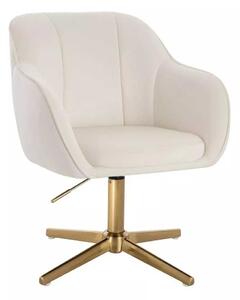 LuxuryForm DESIGN Stolička AVOLA VELUR na zlatom kríži - biela