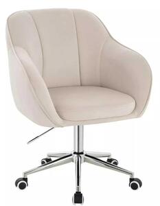 LuxuryForm DESIGN Stolička AVOLA VELUR na striebornej podstave s kolieskami - krémová