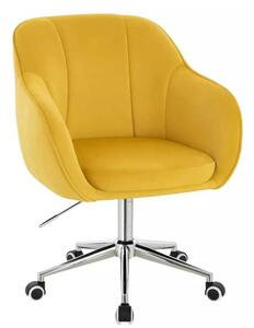 LuxuryForm DESIGN Stolička AVOLA VELUR na striebornej podstave s kolieskami - žltá