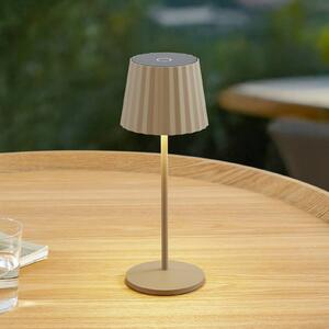 Lindby stolová LED lampa Esali, béžová, kov, IP65, Krémová / jantárovo žltá, Obývacia izba / jedáleň, Hliník, Moderný, Stojacie svietidlo