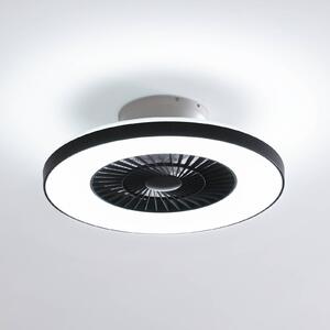 Lindby Smart LED stropný ventilátor Paavo čierny tichý Tuya, Čierna, Obývacia izba / jedáleň, Plast, Moderný, Závesné svietidlo