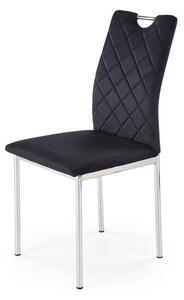 Halmar K578 jedálenská stolička, látka VELVET 66 čierne /nohy strieborné