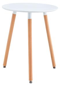 KONDELA Jedálenský stôl, biela/buk, priemer 60 cm, ELCAN NEW TYP 1