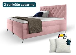 Wilsondo Čalúnená boxspring manželská posteľ Guliette s matracom - ružová Rozmer: 140x200