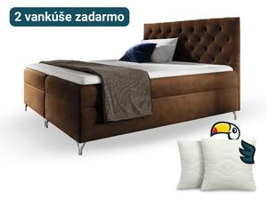 Wilsondo Čalúnená boxspring manželská posteľ Guliette s matracom - hnedá Rozmer: 160x200