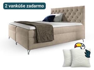 Wilsondo Čalúnená boxspring manželská posteľ Guliette s matracom - béžová Rozmer: 140x200