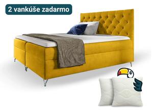 Wilsondo Čalúnená boxspring manželská posteľ Guliette s matracom - žltá Rozmer: 140x200