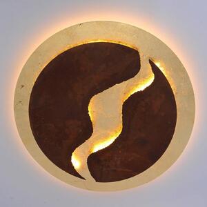LED svietidlo Nevis, okrúhle, Ø 50 cm, hnedo-zlaté