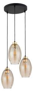 LED luster na lanku SEBO 3xE27/15W/230V čierna/dymová béžová