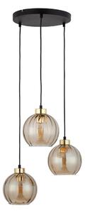 LED luster na lanku DEVI 3xE27/15W/230V čierna/dýmová béžová