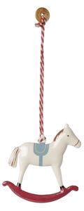 Kovová vianočná ozdoba Rocking Horse Red