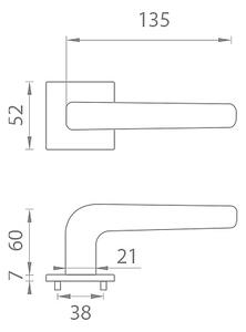 Dverové kovanie MP Mela - HR 7S (BS - Čierna matná), kľučka-kľučka, Bez spodnej rozety, MP BS (čierna mat)