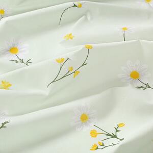 Goldea bavlnené posteľné obliečky - harmanček na svetlo zelenom 150 x 200 a 50 x 60 cm